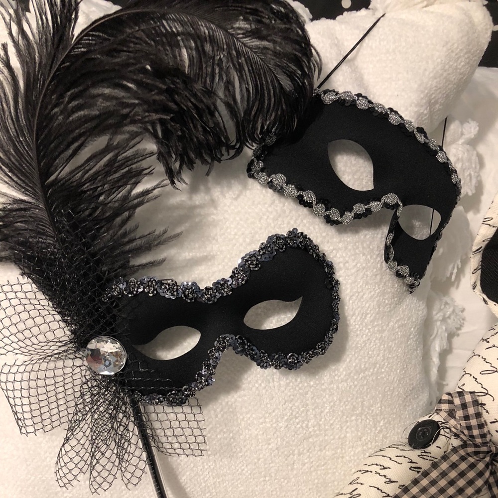 Black Feathered Masquerade Eye Mask - Women's Accessories